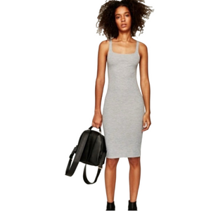 Zara Trafaluc Sleeveless Stretch Midi Dress Bodycon Heathered Gray Size M fits S
